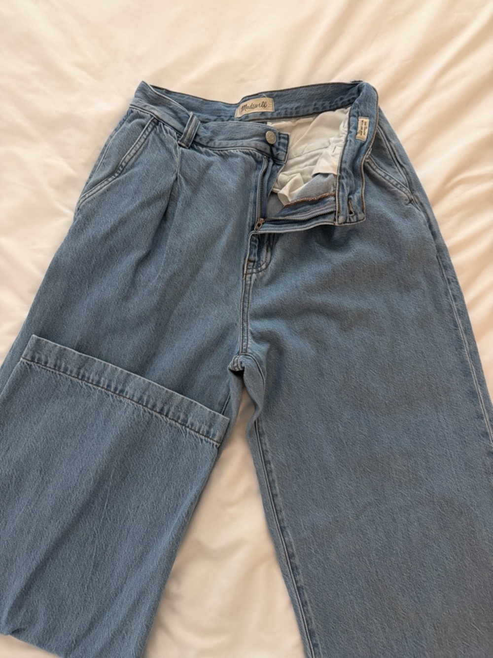 Madewell High-Rise Wide-Leg Jeans in Light Blue Denim